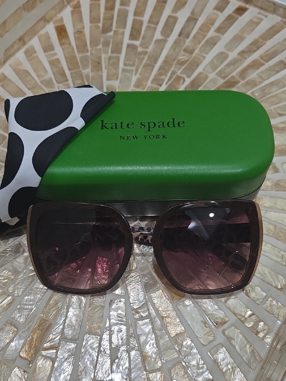 Kate Spade Brown Frame Sunglasses with Purple Gradient Lenses